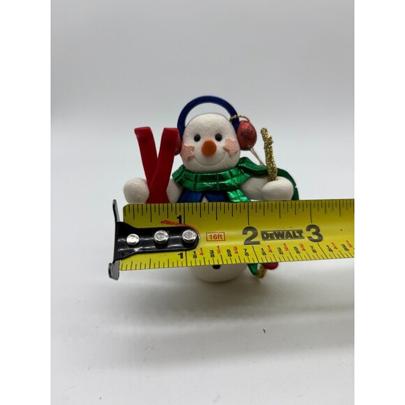 Vintage Skiing Snowman & Top Hat Snowman Christmas Ornaments Set of 2 - Picture 6 of 6